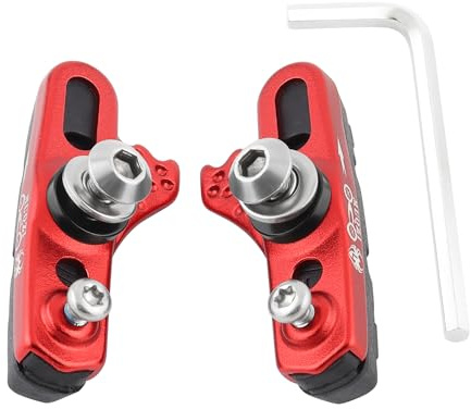 2 PCS Bicycle Carbon Fiber Rim Brake Block, Replaceable Drawer Type C Clip Brake Rubber, Matte Aluminum Alloy Brake Boots (Red-Al, RAL)
