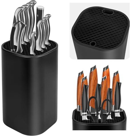 Ceppo per Coltelli Nero, Porta Coltelli da Cucina con Cassetto Portacoltelli Ceppo Portacoltelli senza Coltello - Moderno Ceppo Coltelli Universale Blocco Coltelli da Cucina