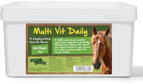 Horse Herbs Multi Vit Daily 3kg | 100% Natural Vitamin & Mineral Supplement for Horses & Ponies, 12 vitamins, Six Trace Elements, and Four Major Minerals, Equine Feed Supplement