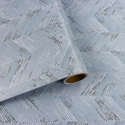 VaryFloral Carta Adesiva per Pareti e Mobili - Effetto Lino Strutturato Azzurro, Pellicola per Cucina Cassetto 30cmx300cm