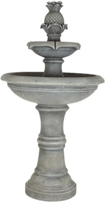 Easy Fountain Angelica Tiered Fountain Day & Night Solar Battery Water Feature, Grey