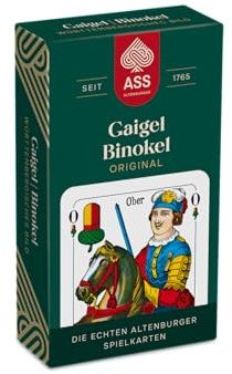 Gaigel/Binokel, württembergisches Bild in Faltschachtel | Echtes ASS Altenburger Kartendeck, Original schwäbisches Kartenspiel, Spiele mit Verstand und Taktik