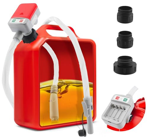 Fuel Transfer Pump With Hose, 12 V Fuel Electric Transfer Pump (2.4 Gpm) with Auto-Stop Sensor, with 4 Sizes of Tank Adapters, Suitable for Diesel, Oil and Petrol