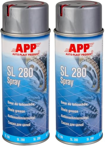 AUTO-PLAST PRODUKT APP SL280 Graisse de chaîne pour Motos et vélos en Spray | Lubrifiant Chaine Moto et vélo | 400 ML, Jaune Transparent (Lot de 2)