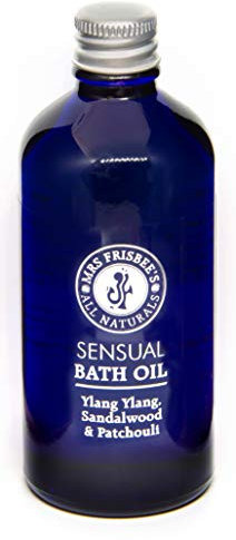 Sensual Bath Oil with Sandalwood, Patchouli & Ylang Ylang Pure Essential Oils, Jojoba Seed Oil, Sunflower Seed Oil and Vitamin E/Handmade/Vegan/Natural/Cruelty Free