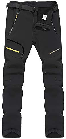 Naudamp Pantalon de randonnée pour Femme en Laine Polaire Softshell doublé en Plein air