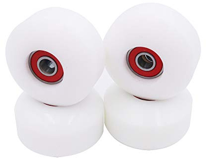 POFET Lot de 4 roues de longboard 52 mm Dureté 100A Polyuréthane Roulement gratuit Blanc