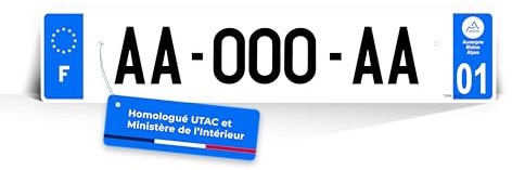CMAPLAQUE Plaque Immatriculation Auto Plexiglass 520x110 mm - Homologuée SIV - Anti-UV et Résistante aux Intempéries