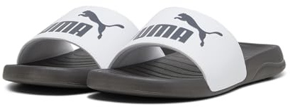 PUMA Unisex Popcat 20 Slide Sandal, Puma White Dark Coal, 46 EU