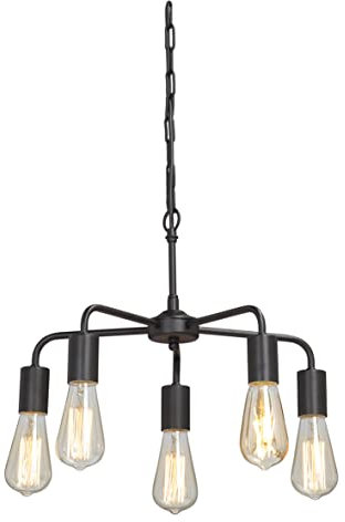 VITALUCE Kronleuchter, VE4166-1/5, Moderner und einfacher Stil, 5-flammigxE27 max 40W, Farbe: Schwarz, Material: Metall, H110xB37xL37, 1,06 kg