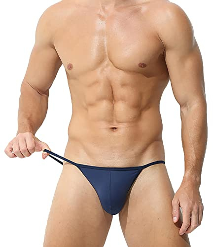 CEWIFO Mutande Uomo Boxer Nere Costumi da Bagno Uomo Slip Tanga Uomo Trasparente Costume Tanga Tanga Uomo Bianco Cotone Slip Uomo Vita Bassa Mini Perizoma Uomo Sexy Hot Trasparente Blu Scuro M