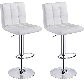 Panana Barhocker 2er-Set, Kunstleder Barstuhl, 360° drehstuhl höhenverstellbare Barstühle Küchenstühle mit Rückenlehne und Fußstütze (White)