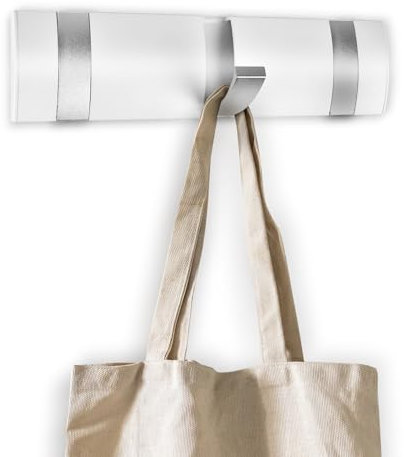 flintronic 3 Garderobenhaken, Moderne Platzsparende Garderobenleiste Umklappbaren, Wandgarderobe Weiß, Wandhaken Selbstklebend & Schrauben, Hakenleiste Kleiderhaken für Jacken Schals Handtaschen