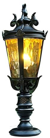 Creative Classical Vintage Outdoor Column Lamps Waterproof Glass Industrial Aluminum Pillar Light with E27 Socket Garden Courtyard Street Park Decorative Post Light Lights Fixture (Glass Small)