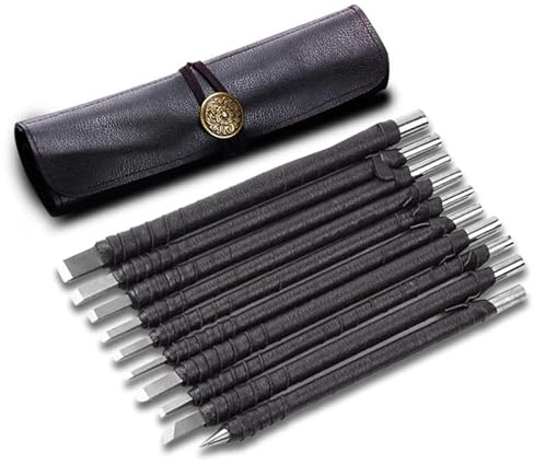 Professionell 10 st Tungsten Steel Stone Carving Kit Handverktygssats Mejsel Träbearbetning Gravyr Skärblad for stentätning
