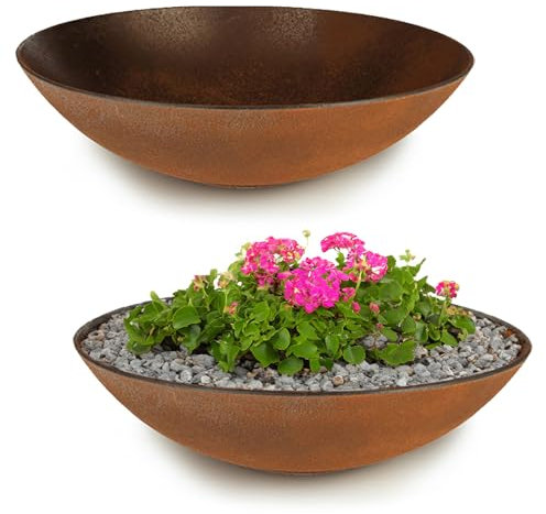 matches21 HOME & HOBBY Set di 2 ciotole decorative resistenti alle intemperie per esterni, 35 cm, effetto ruggine