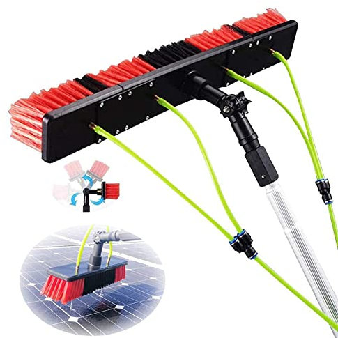 PUTHLLA palo per la Pulizia delle finestre con pulitore fotovoltaico Palo per la Pulizia delle finestre da 30 Piedi Spazzola telescopica alimentata ad Acqua Pulitore Estensibile Pulizia del Tetto d