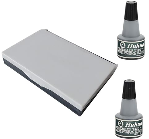 Ink Pads for Stamping, Black Ink Pad and Refill, Fingerprint Ink pad, Stamp Ink for Crafting, Home Decor, and Office Use, Includes one 105x75mm Ink Pad and Two 30ml Black Ink