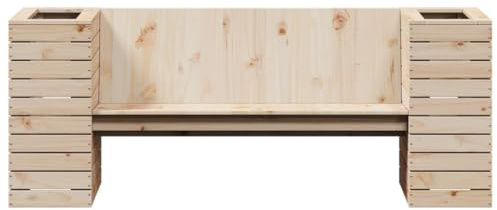 Banc de Jardinière en Pin Massif 167,5x60x65 Cm, Sièges Confortables pour Jardin avec 2 Jardinières, capacité Généreuse pour Différentes Plantes et Fleurs