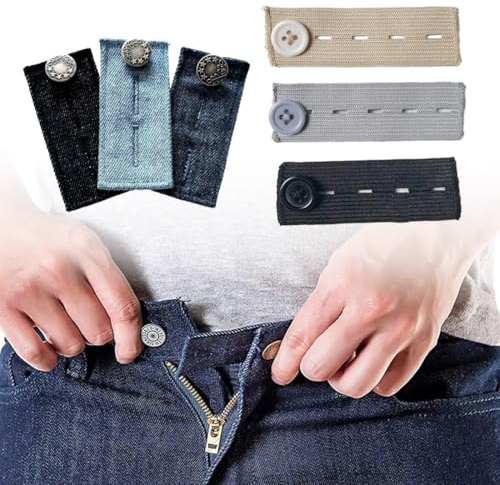 JUGUTA 6 Piezas Extensores De Botones,Extensor De Cintura,Ajustables Botones Para Jeans,Boton Retractil Para Vaqueros,Extensión De Botón De Metal Para Jeans Pantalones,Extensor Para Embarazo