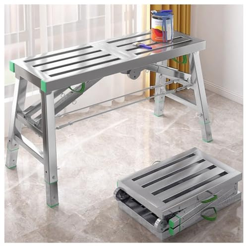 Escabeau pliable pour échafaudage, capacité de 350 kg, plate-forme de travail portable réglable pour escaliers, idéal pour l'amélioration de la maison et la construction (140 x 30 cm)
