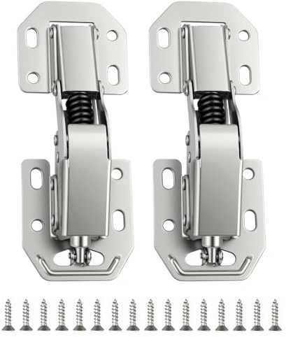 AOOSU Scharniere für Schranktüren,2 Stück 90° Aufschraubscharniere mit Softclose, 112x43mm Möbelscharniere Kein Vorbohren Schrankscharnier mit 16 Schrauben, Türscharniere für Holztüren, Möbel