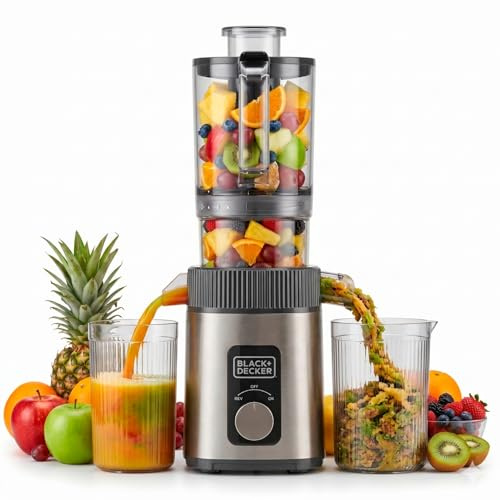 BLACK+DECKER - Licuadora Prensado en Frío, Boca 110 mm, Reverse, 800 ml