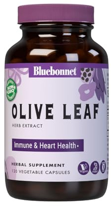 BlueBonnet Nutrition Olive Leaf Herb Extract, Supports Immune Health*, Heart Health*, Gluten-Free, Soy-Free, Kosher Certified, Non-GMO, Vegan, 120 Vegetable Capsules, 120 Servings