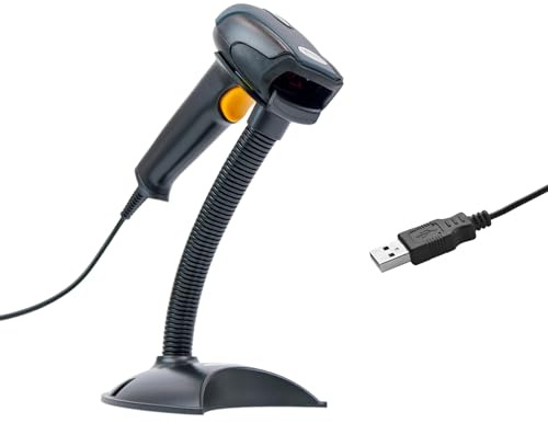 Barcode-Scanner, Schnelle Codelesung, USB, Inklusive Standfuß, Automatisches Scannen, Funktionstasten, Präfix und Suffix, HDWR HD29A