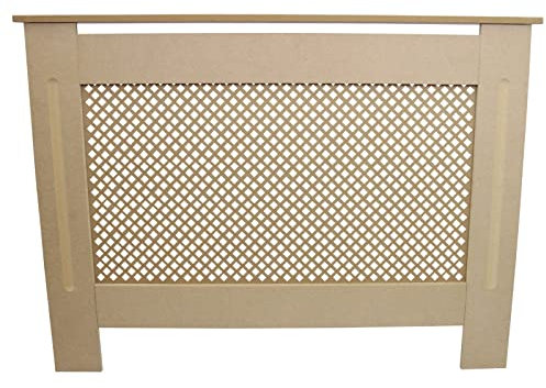 MonsterShop Cache Radiateur à Motif Grillagé en MDF Naturel Personnalisable de 111,5cm de Large x 82cm de Haut x 18,8cm de Profondeur