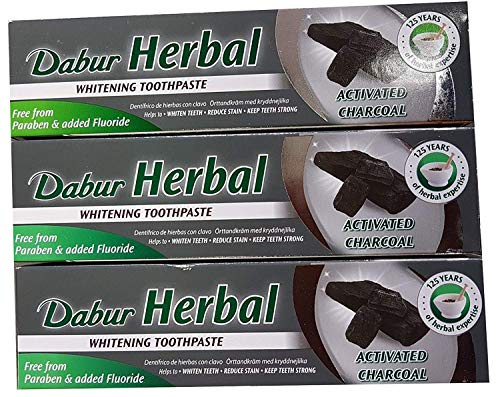3x Dabur Herbal Activated Charcoal Toothpaste 100ml - Ayurvedische Pflege-Produkte