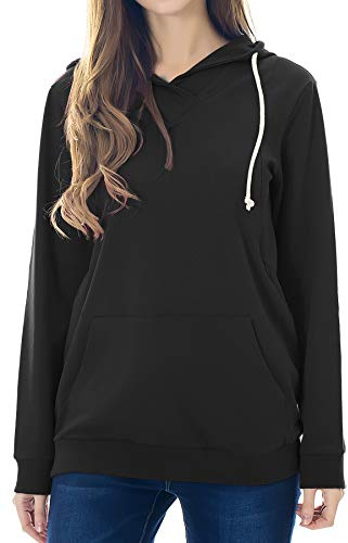 Smallshow Sweat à Capuche d'allaitement Maternité Femme, Sweat-Shirt d'allaitement à Manches Longues Black 2XL