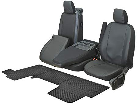 Passgenaue Kunstleder Sitzbezüge VIP und Gummifußmatten kompatibel mit Renault Master IV ab 2011 - EIN Set