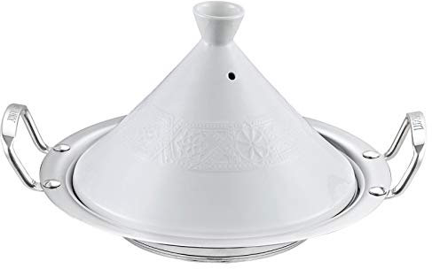 Tajine da cucina tradizionale marocchina in ceramica con fondo in acciaio inox, Ø 30 cm