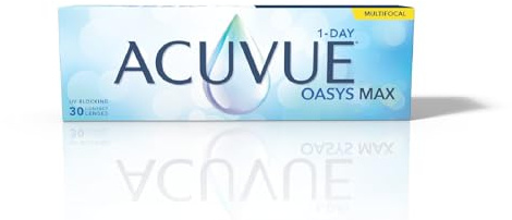 Acuvue Oasys Max 1-Day MULTIFOCAL Lentes diarias con Tecnología TearStable, filtro de luz OptiBlue y diseño Pupil Optimized, +4.50 dpt, diámetro 14.3 mm, 30 unidades, +2.00 adición, curva base 8.4 mm