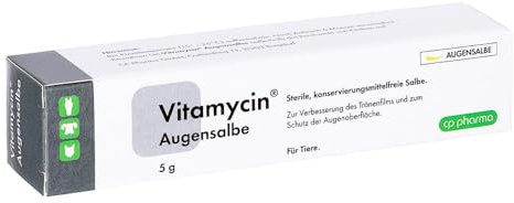 cp-pharma Vitamycin Augensalbe | 5 g | Augensalbe für Hunde, Katzen und Pferde | Kann unterstützend zur Augenpflege beitragen | Kann dabei helfen den Tränenfilm zu verbessern