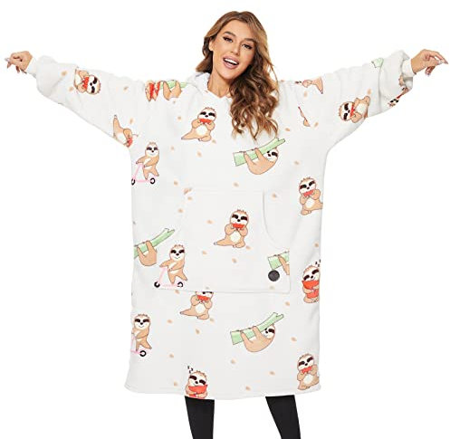 THREE POODLE Sudadera Manta con Capucha, Sudaderas Oversize Bata Manta Polar Mujer para Niños, Sudadera con Capucha Ultra Suave y Cálida, Sudadera para Mujer, Hombre y Niño, Regalo