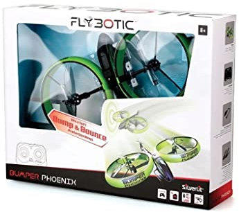 FLYBOTIC 84814 Stötfångare Phoenix av Silverlit, stötsäker, 34 cm, helikopter, påfyllningsbar, automatisk avstängning och avstängning, stationär, flygleksak för barn, från 8 år