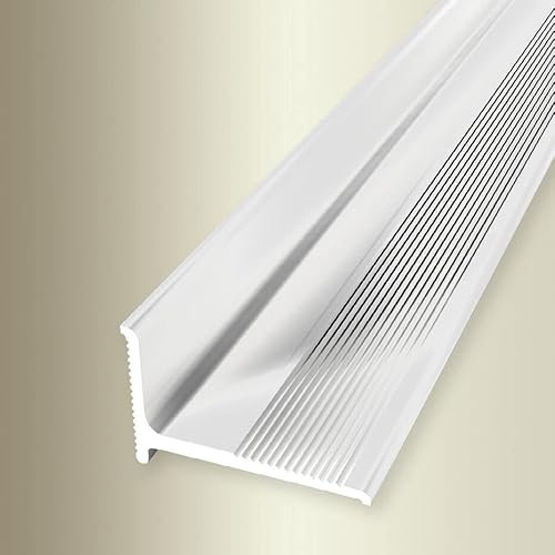 PROVISTON Profilo di finitura, larghezza: 21 mm, altezza: 2 mm, lunghezza: 2700 mm, alluminio verniciato a polvere, profilo di finitura a parete, scanalato, bianco, autoadesivo