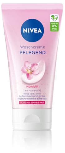 NIVEA Crème nettoyante nourrissante à l'huile d'amande, nettoyant doux pour le visage pour les peaux sèches et sensibles, nettoyant extra doux pour le visage, crème nettoyante nourrissante (150 ml)