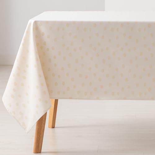 GAMUSI Nappe Anti-Taches pour Table rectangulaire à Petits Points Lisse Jacquard imperméable, 140 x 300 cm, Toucher Tissu, Couleur Or