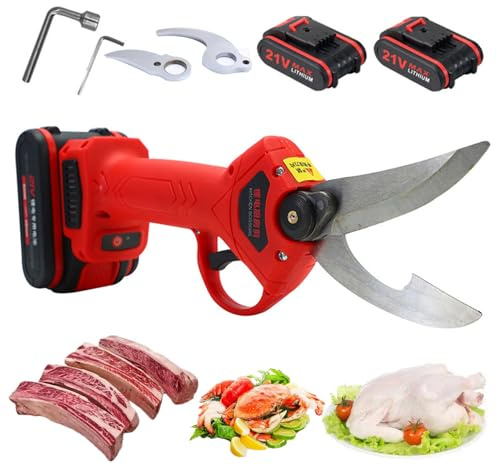 Tijeras eléctricas para huesos de pollo con 2 baterías y cuchilla de repuesto, tijeras para aves de corral/tijeras para cortar pescado, tijeras de cocina multifunción,para carne,mariscos y verduras