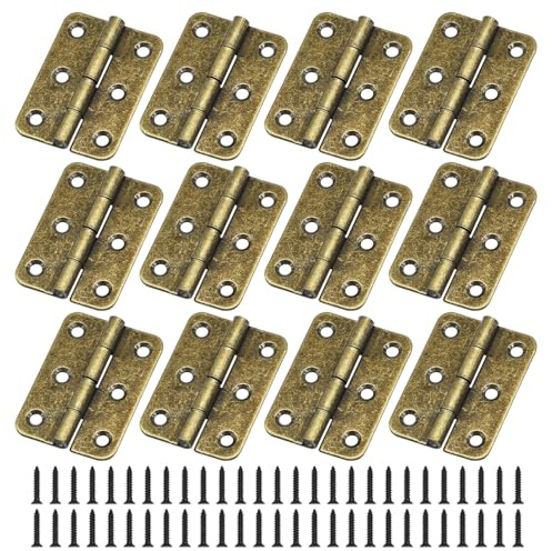 Hinges 12pcs - 2 inch Hinges Ancient Bronze for Wood Door Hinges with Hinge Screws for Home Furniture Hardware Cabinet Closet Door Drawer Wood Box