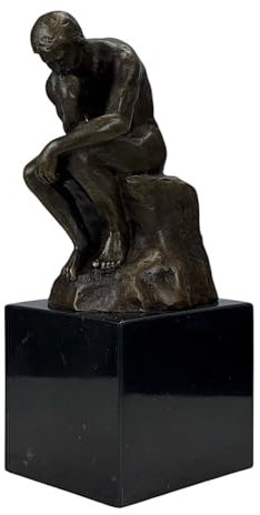 The Thinker by August Rodin Statue aus echter Bronze auf Marmorsockel, 20 cm