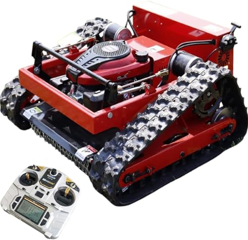 7.5HP Cortadora de Césped con Mando a Distancia, Cortacésped de Gasolina de 4 Tiempos Cortadora de Césped con Mando a Oruga, Soporta Pendientes de 45°, Altura 10-180mm, Ancho de Corte 550mm