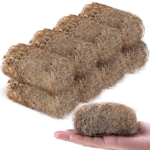 Teenyyou 8 Pcs Fine Grade Brass Wool Pads 0.7 Ounce Bronze Wool 0000 Copper Soft Rustproof Reusable Bronze Pads for Polish, Smooth, Stand Strip Wood and Metals Surfaces