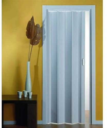 Porta a Interna Soffietto in PVC, Misura 84 x 215 cm, Riducibile e Reversibile, Spessore 6 mm, Senza Serratura con Chiusura Maniglia Magnetica, Prodotto già assemblato; MADE IN ITALY (Bianco)