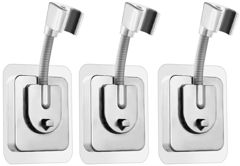 3 PcsShower Head Holder Replacement, Universal Adjustable Shower Holder Brackets No Drill, Adhesive Handheld Shower Bracket Wall Mount Holders for Showerhead Home Hotel Bathroom Fixtures Attachments