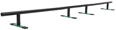 Reniecy 98.8” Round Bar Skate Rail Portable Skateboard Grind Rail Adjustable Height Skate Park Grind Rails for Skateboard, Scooter, Snowboard and Inline Skate Detachable Ramps Rails Black+Green Steel
