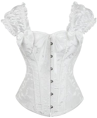 Women's Black White Shapewear Corset Vintage Gothic Full Breast Corset Top with Straps Corset Plus Size Bustier Top Lace-up Corset Costume Corset Corset, White, S